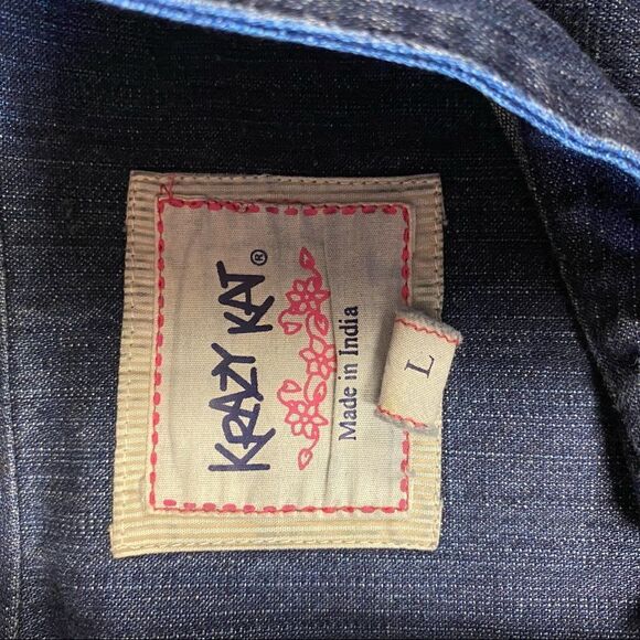 KRAZY KAT Blue Jean Jacket size large - Picture 3 of 7